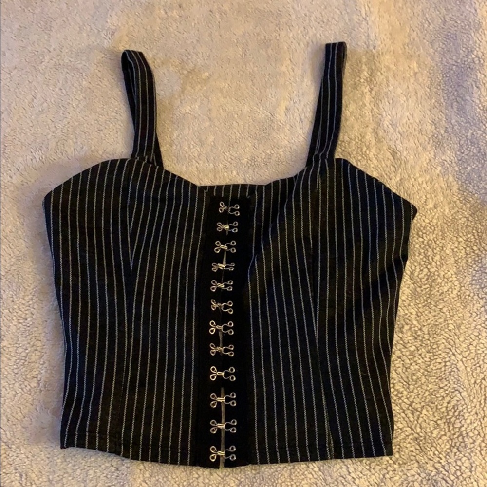 Black and white pinstripe crop top
